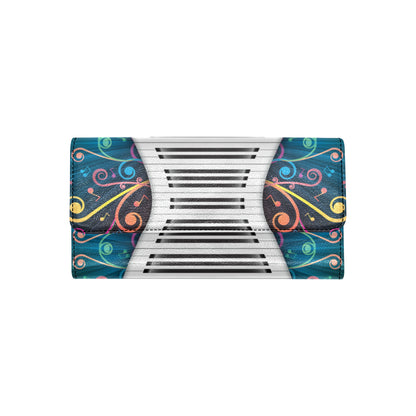 Piano Pattern Print Design 01 Women's Trifold Wallet