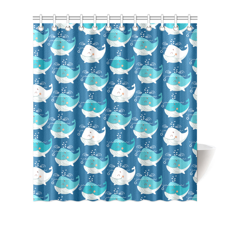 Blue Whale Pattern Print Design 01 Shower Curtain