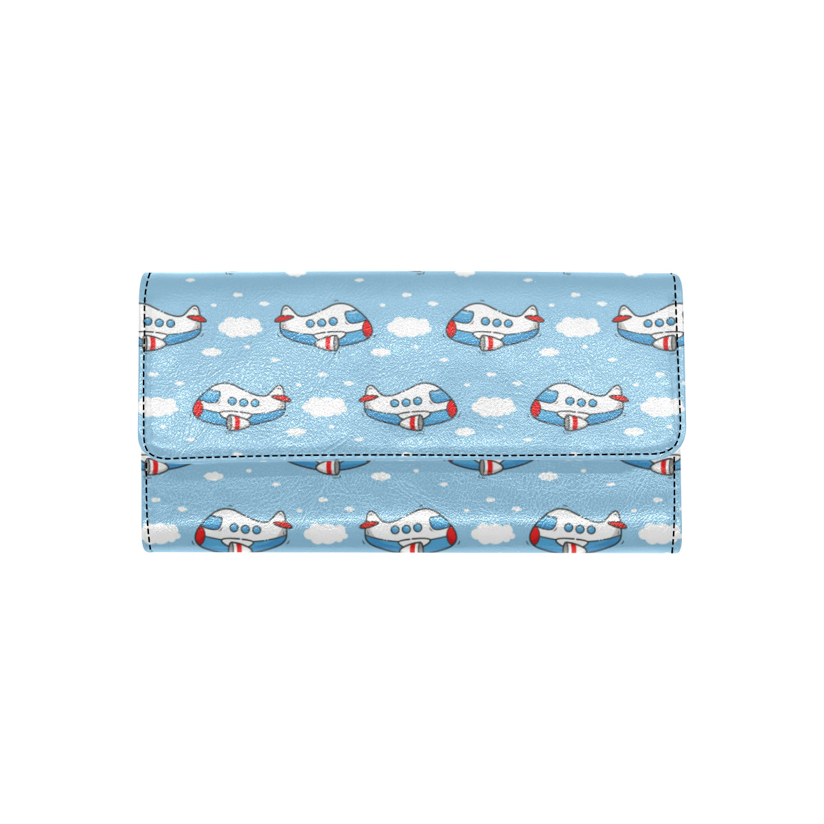 Airplane Cartoon Pattern Print Design 07 Women's Trifold Wallet