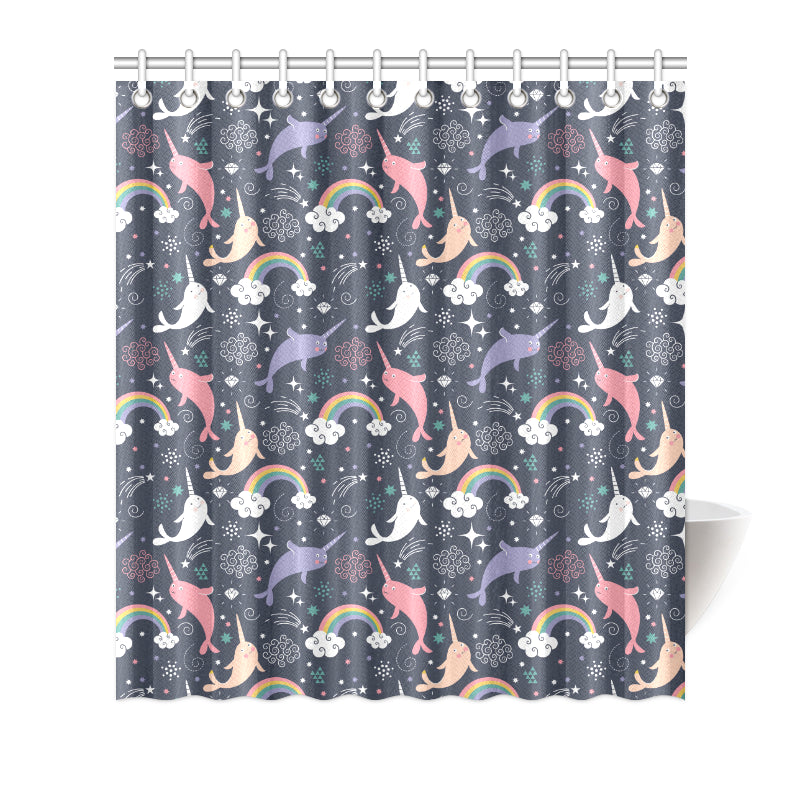Narwhal Pattern Print Design 01 Shower Curtain