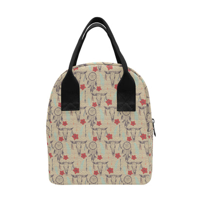 Native Buffalo Head Themed Design Print Insulated Lunch Bag