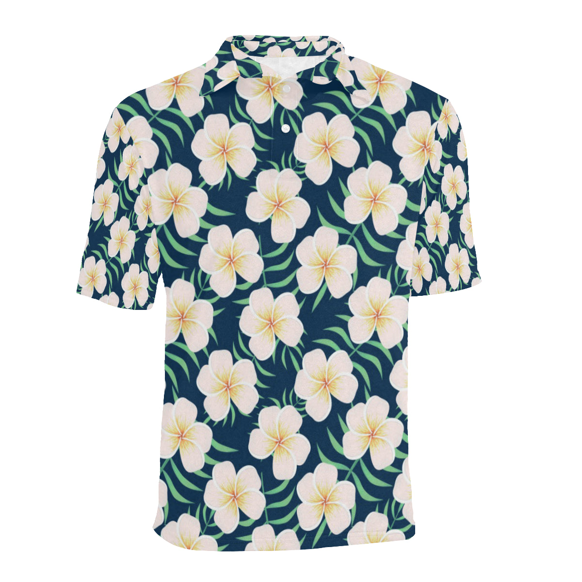Pink Plumeria Pattern Print Design PM016 Men Polo Shirt