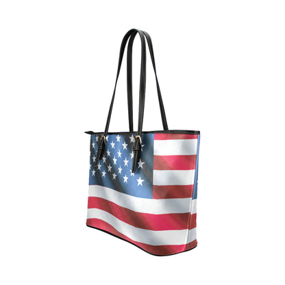 American flag Classic Leather Tote Bag