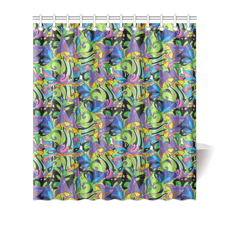 Psychedelic Trippy Mushroom Themed Shower Curtain