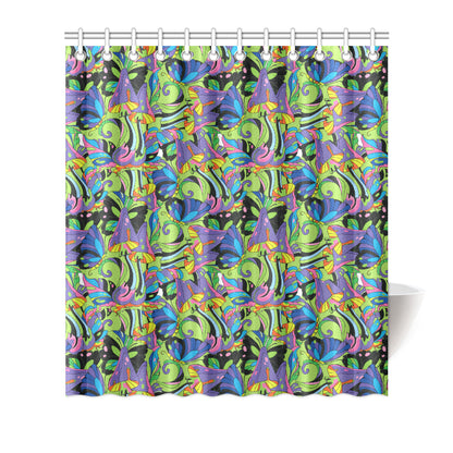 Psychedelic Trippy Mushroom Themed Shower Curtain
