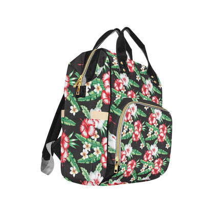 Hawaiian flower tropical leaves Diaper Bag Backpack