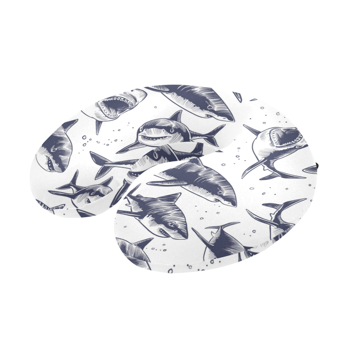 Great White Shark Pattern Print Design 02 U-Shaped Travel Neck Pillow