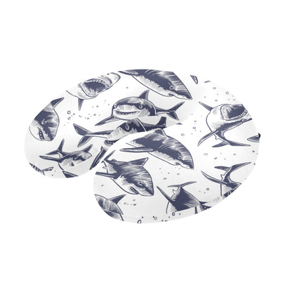 Great White Shark Pattern Print Design 02 U-Shaped Travel Neck Pillow