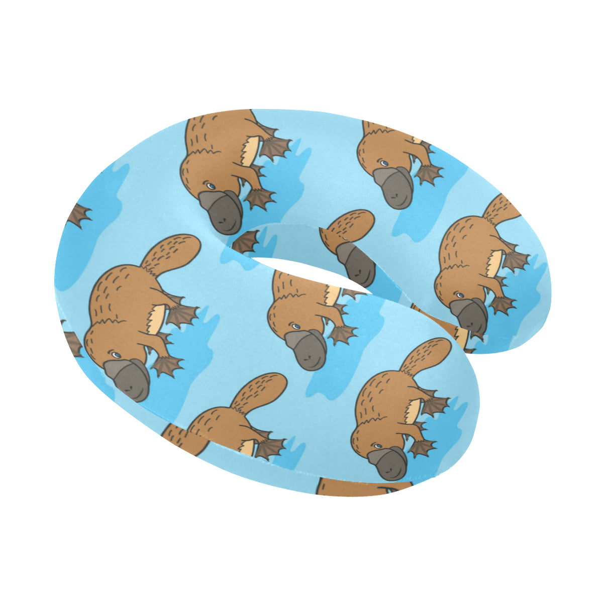 Platypus Pattern Print Design A02 U-Shaped Travel Neck Pillow