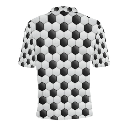 Soccer Ball Texture Print Pattern Men Polo Shirt