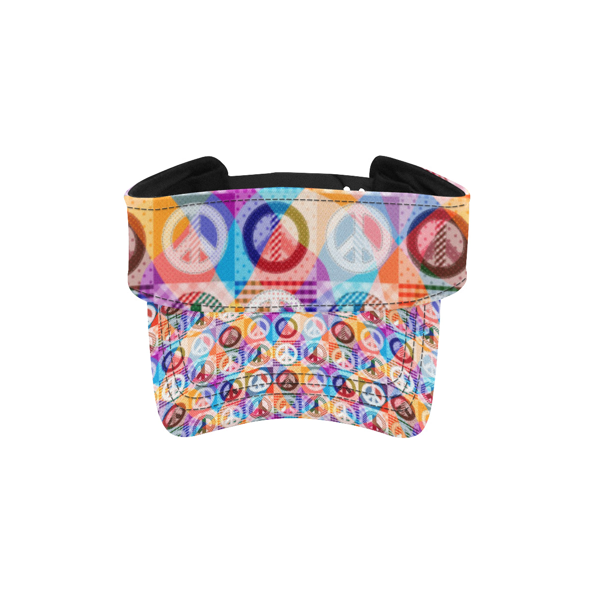 Peace Sign Patchwork Design Print Unisex Sun Visor