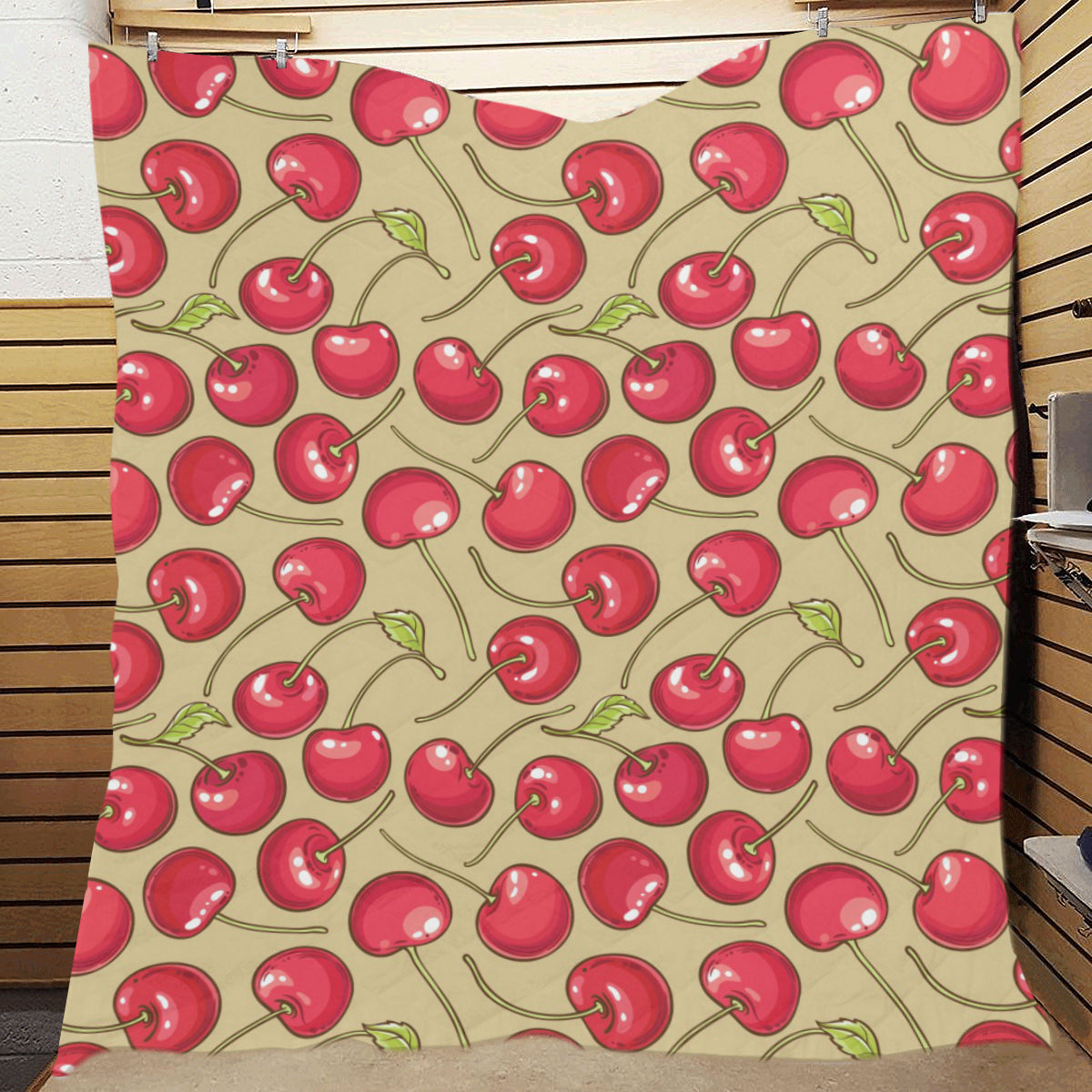Cherry Pattern Print Design CH05 Premium Quilt