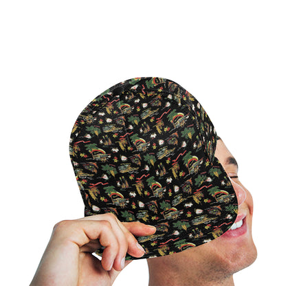 Hawaiian Island Themed Print Snapback Cap