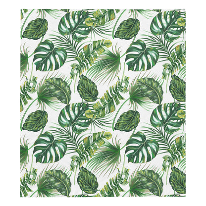 Green Pattern Tropical Palm Leaves Premium Quilt