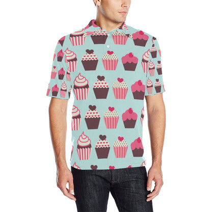 CupCake Print Pattern Men Polo Shirt