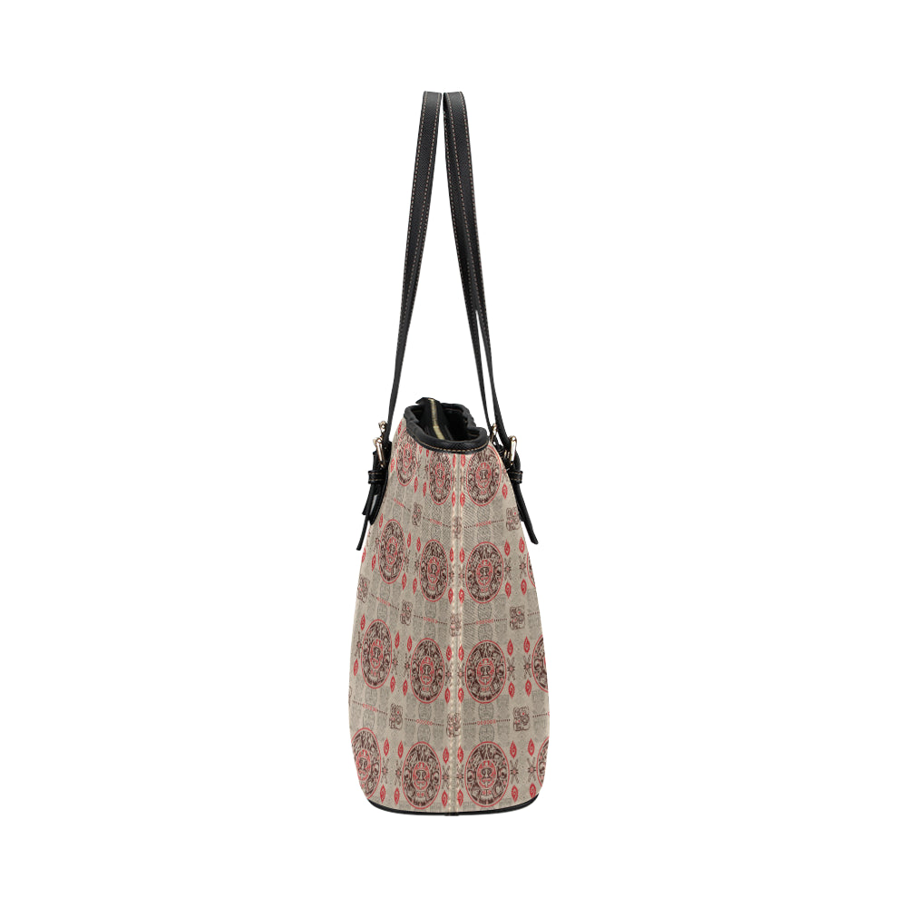 Calendar Aztec Print Pattern Leather Tote Bag