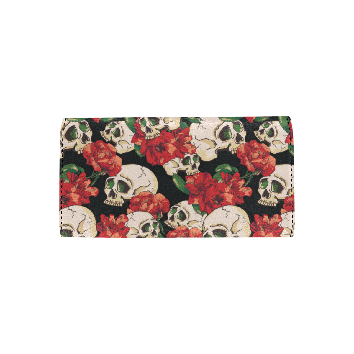 Skull Red Rose Women's Trifold Wallet