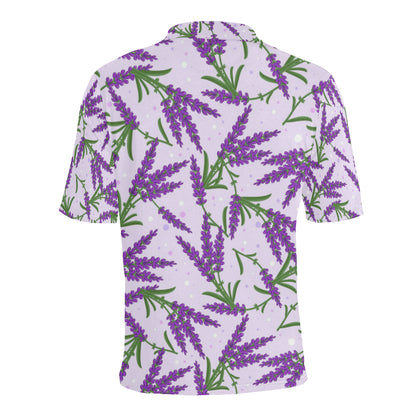 Lavender Pattern Print Design LV02 Men Polo Shirt