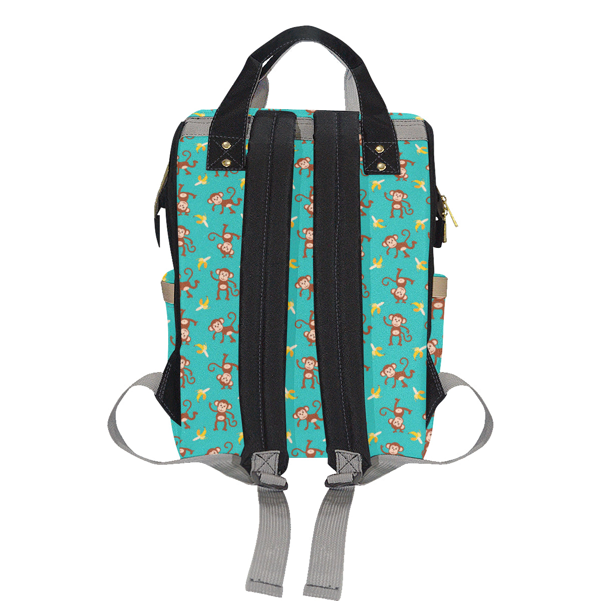 Monkey Banana Design Themed Print Diaper Bag Backpack