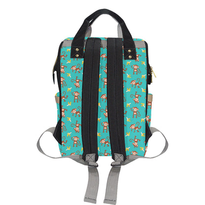 Monkey Banana Design Themed Print Diaper Bag Backpack