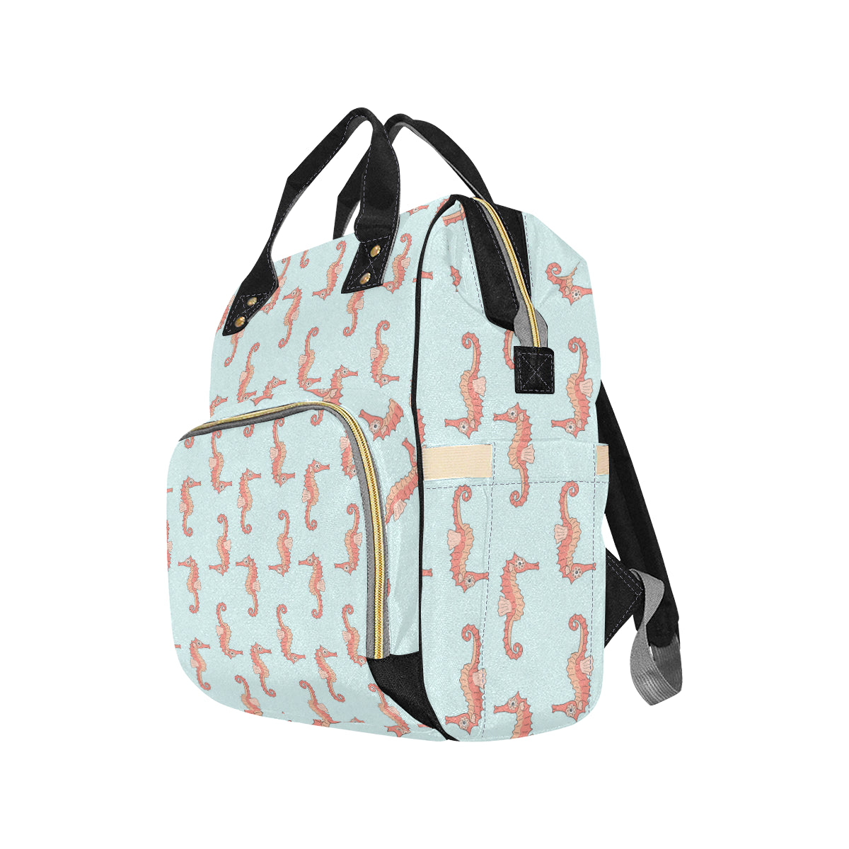 SeaHorse Pattern Print Design 01 Diaper Bag Backpack
