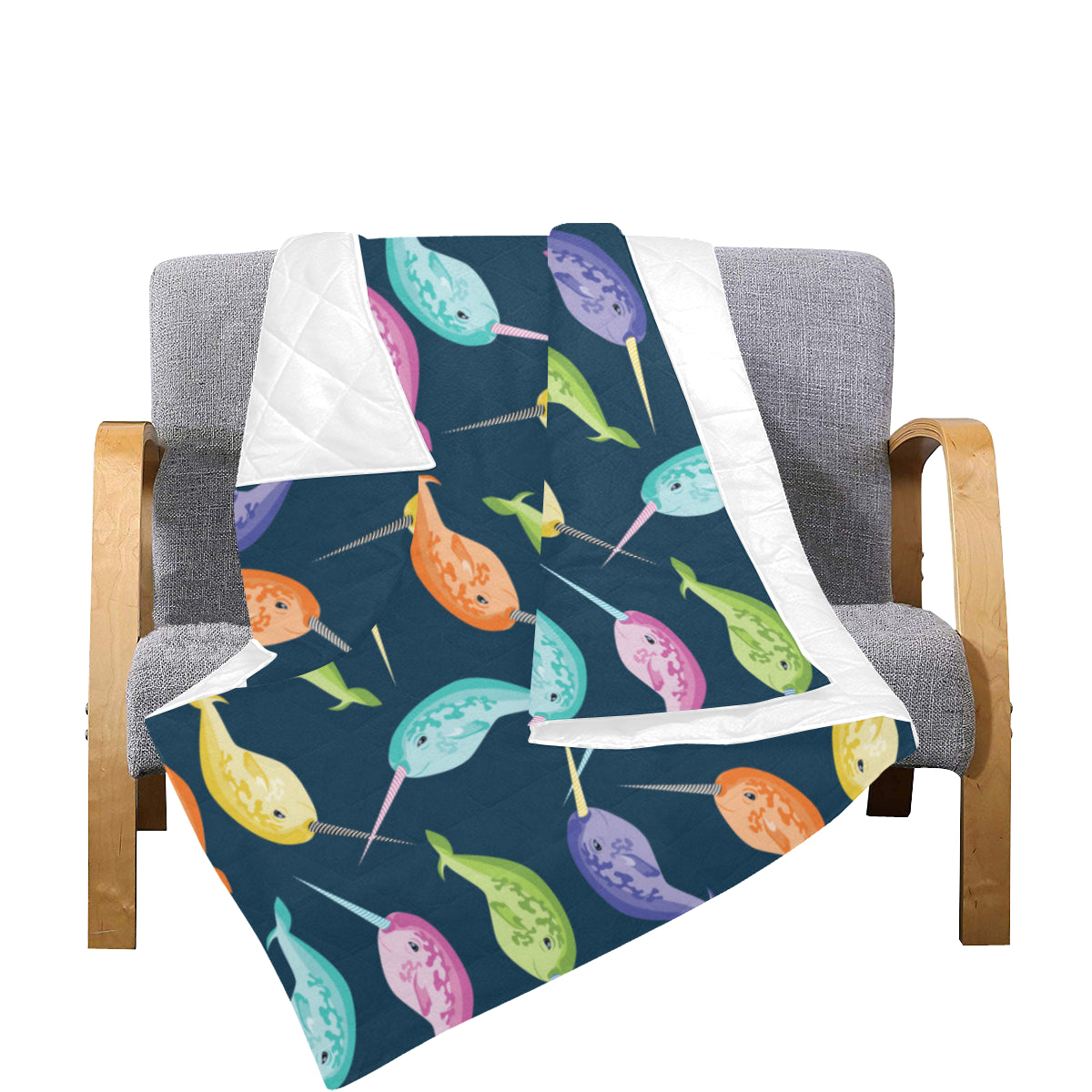 Narwhal Colorful Pattern Print Design 03 Premium Quilt
