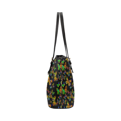 Butterfly Neon Color Print Pattern Leather Tote Bag