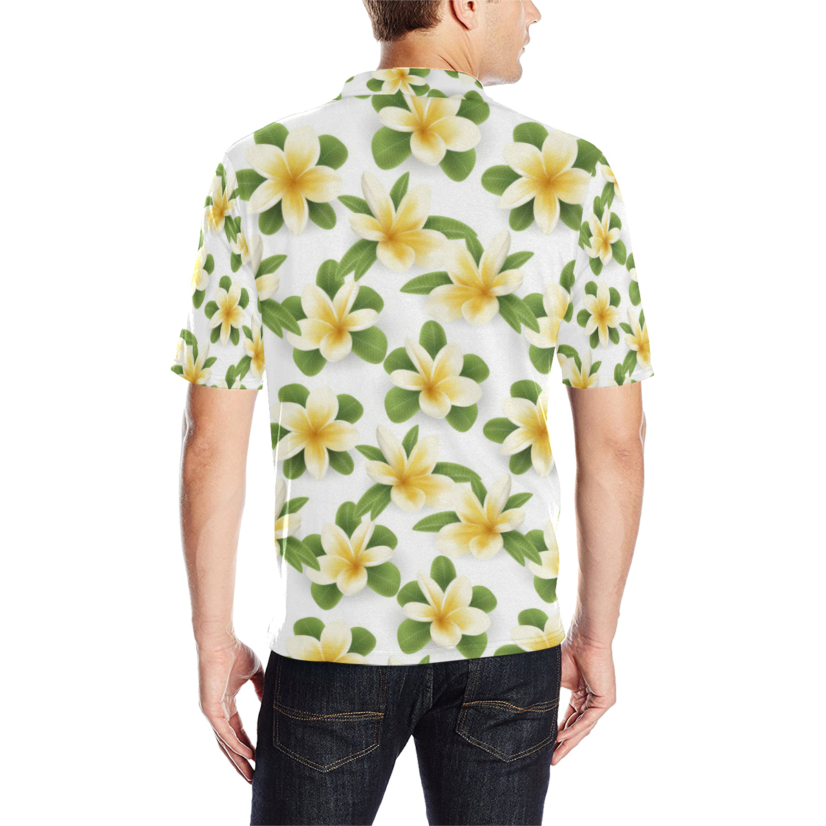 Yellow Plumeria Pattern Print Design PM012 Men Polo Shirt