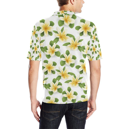 Yellow Plumeria Pattern Print Design PM012 Men Polo Shirt