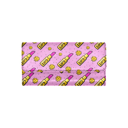 Lipstick Pattern Print Design LT03 Women's Trifold Wallet