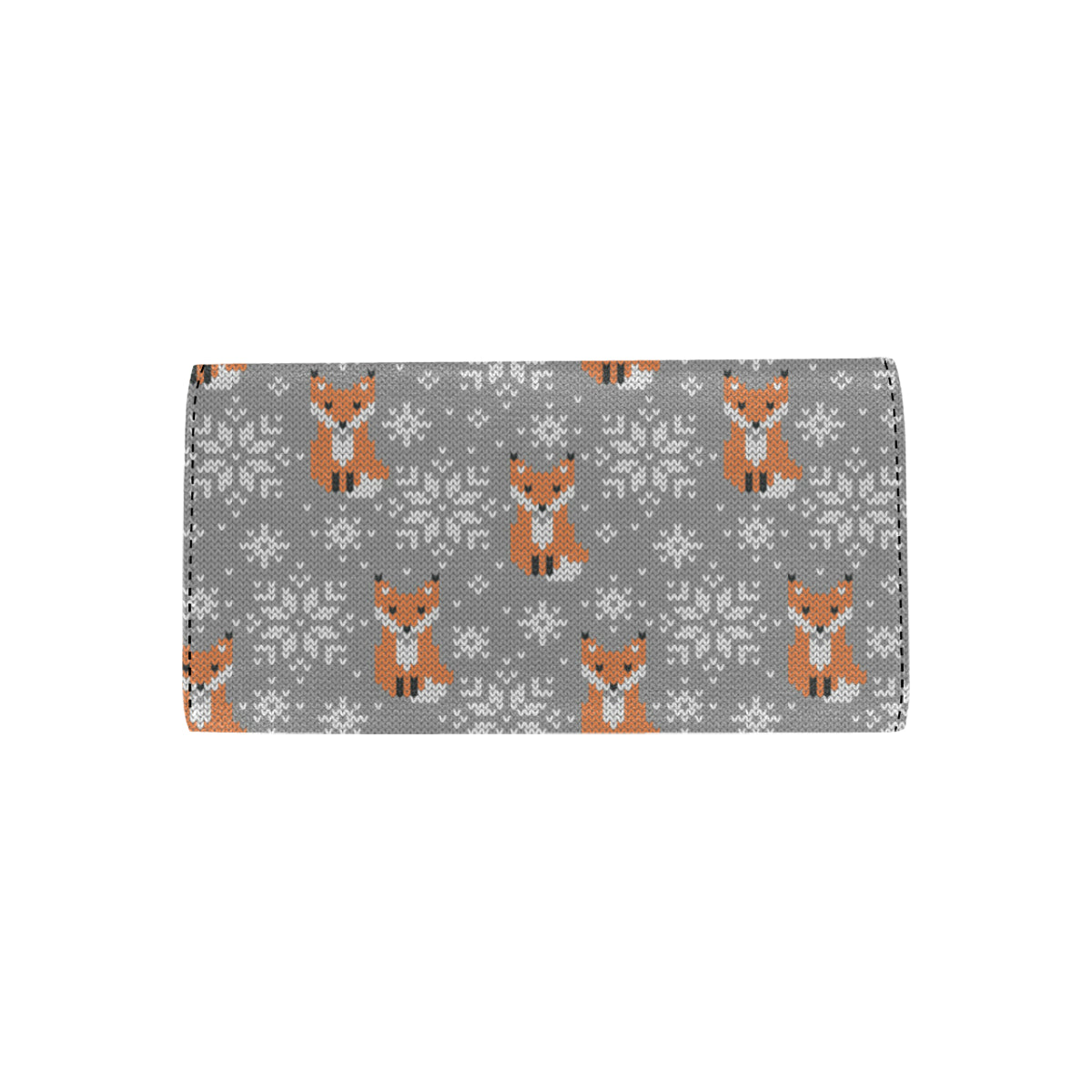 Knit Red Fox Pattern Print Design 02 Women's Trifold Wallet