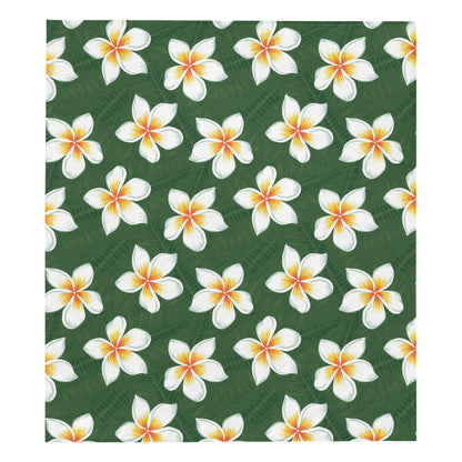 White Plumeria Pattern Print Design PM020 Premium Quilt