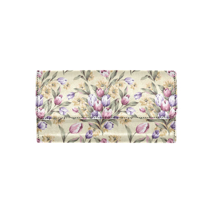 Tulip Pattern Print Design TP04 Women's Trifold Wallet