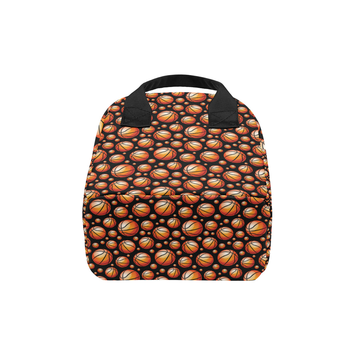 Basketball Black Background Pattern Insulated Lunch Bag