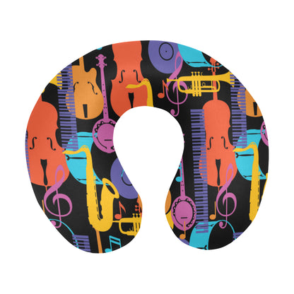 Jazz Pattern Print Design 03 U-Shaped Travel Neck Pillow