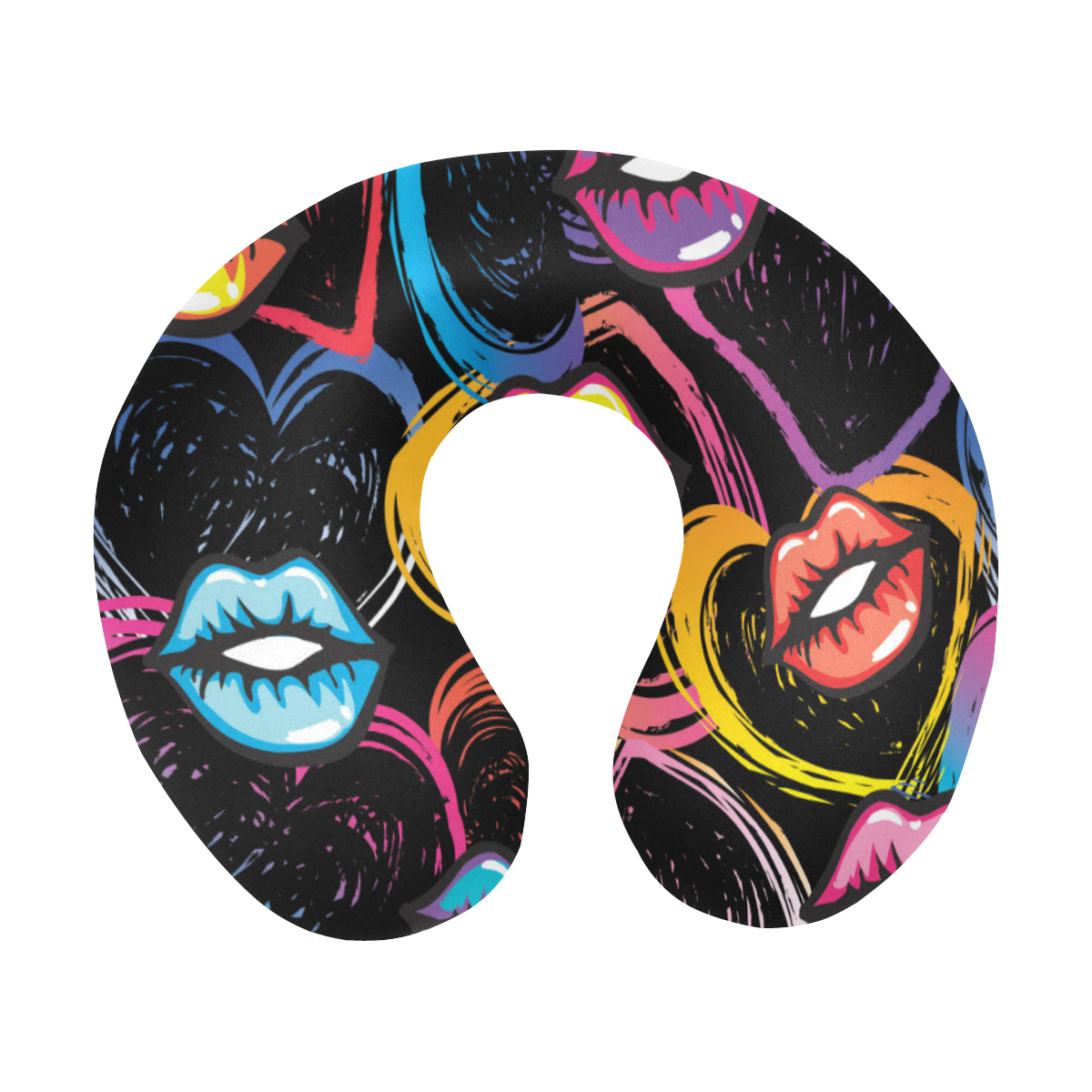 Pop Art Lip Pattern Print Design A03 U-Shaped Travel Neck Pillow