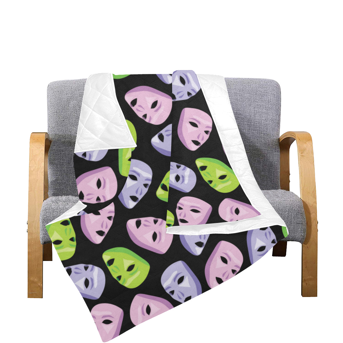 Acting Mask Pattern Print Design 04 Premium Quilt