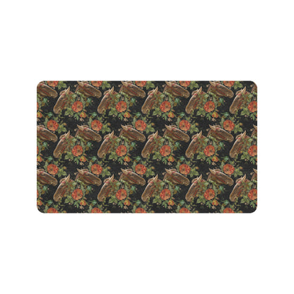 Horse Embroidery with Flower Design Rubber Doormat