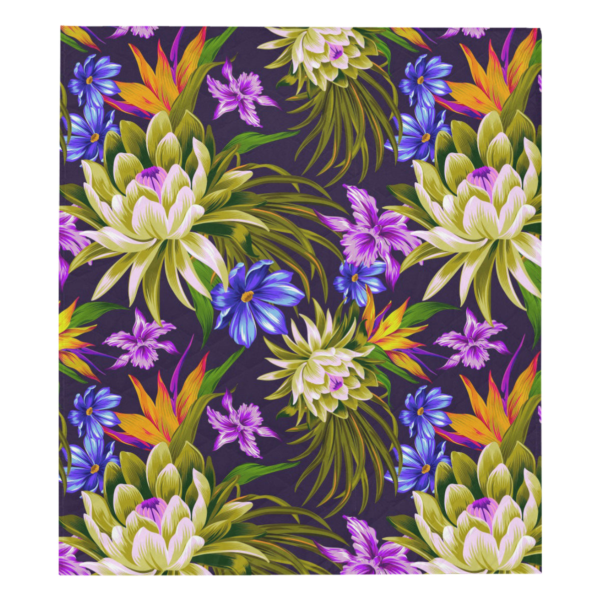 Water Lily Pattern Print Design WL08 Premium Quilt