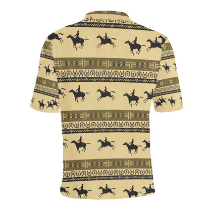 Horse Pattern Prnt Men Polo Shirt