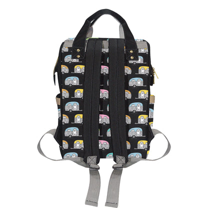 Camper Pattern Camping Themed No 2 Print Diaper Bag Backpack