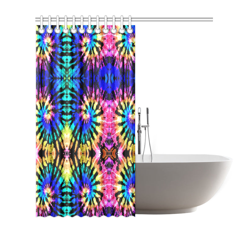 Tie Dye Rainbow Design Print Shower Curtain