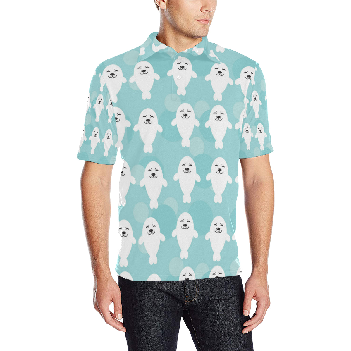 Sea Lion Baby Pattern Print Design 01 Men Polo Shirt