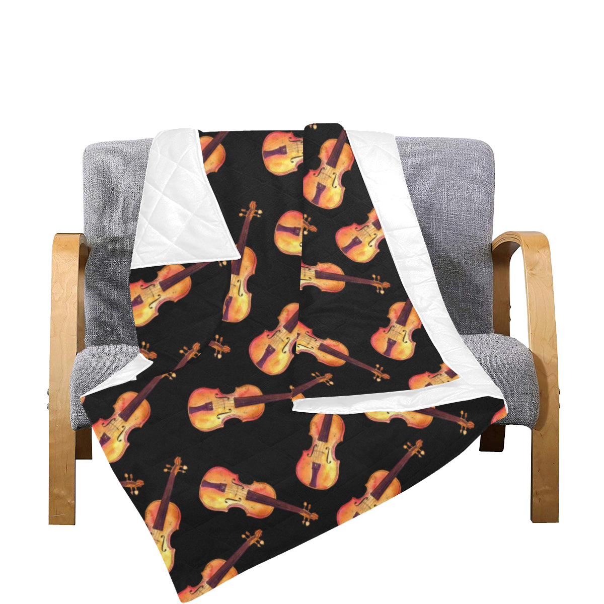Violin Pattern Print Design 04 Premium Quilt