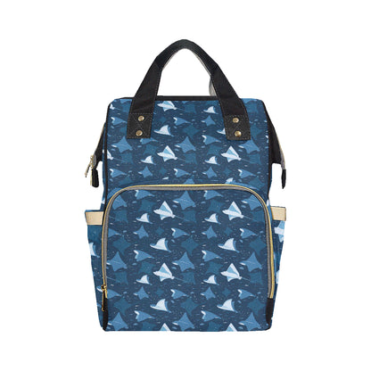 Manta Ray Pattern Print Design 02 Diaper Bag Backpack