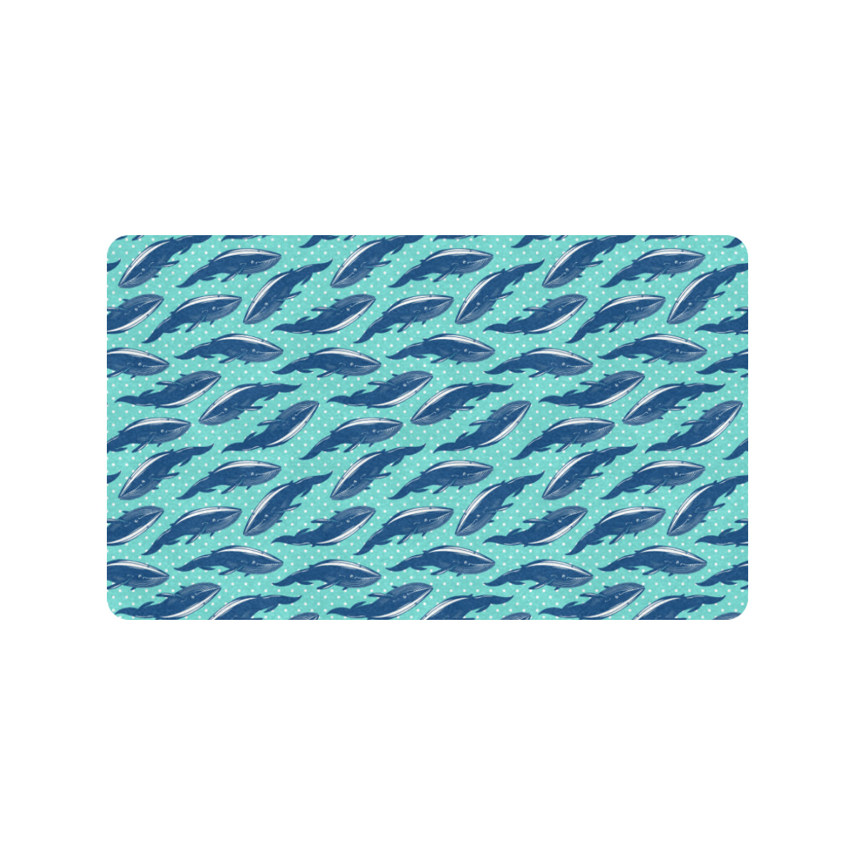 Whale Polka Dot Design Themed Print Rubber Doormat