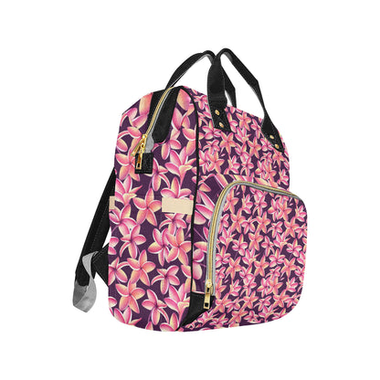 Purple Plumeria Pattern Print Design PM010 Diaper Bag Backpack