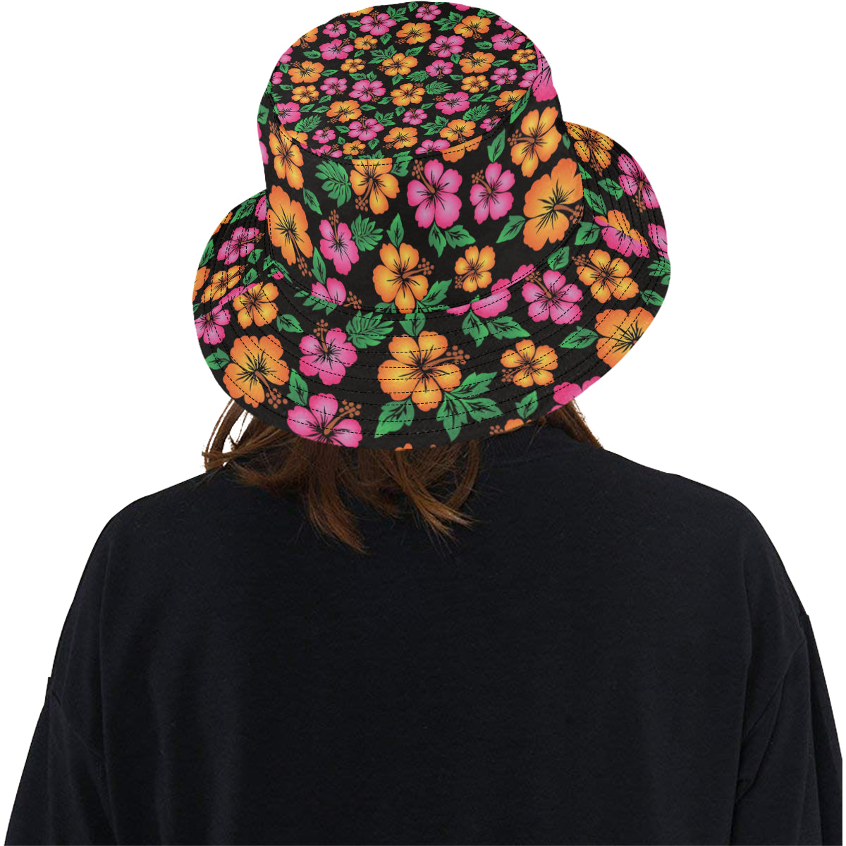 Hibiscus Pattern Print Design HB029 Unisex Bucket Hat