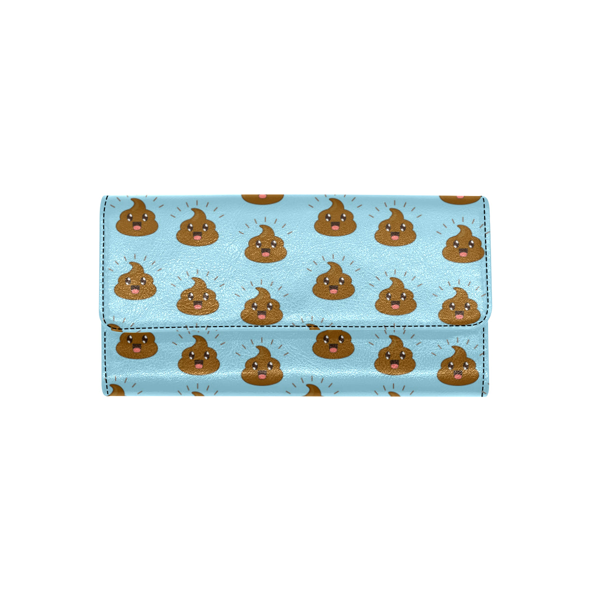 Poop Emoji Pattern Print Design A03 Women's Trifold Wallet