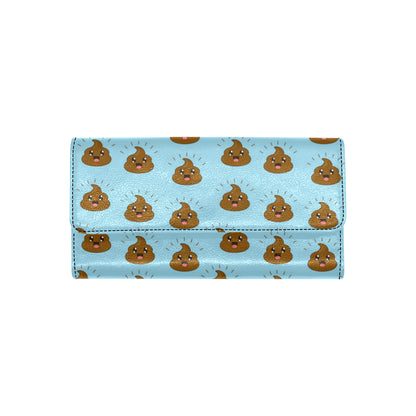 Poop Emoji Pattern Print Design A03 Women's Trifold Wallet